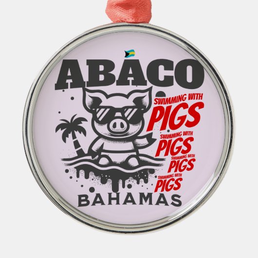 Bahamas Souvenir Geschenk: Abaco Bahamas Schwimmsc Ornament Aus Metall (Vorne)