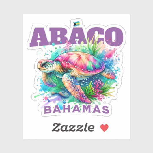 Bahamas Souvenir Geschenk: Abaco Bahamas Sea Turtl Aufkleber (Blatt)