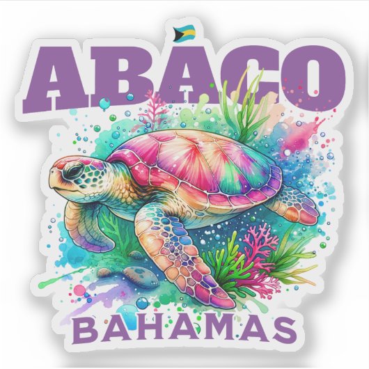 Bahamas Souvenir Geschenk: Abaco Bahamas Sea Turtl Aufkleber (Vorderseite)