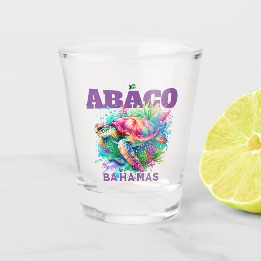 Bahamas Souvenir Geschenk: Abaco Bahamas Sea Turtl Schnapsglas (Vorderseite)