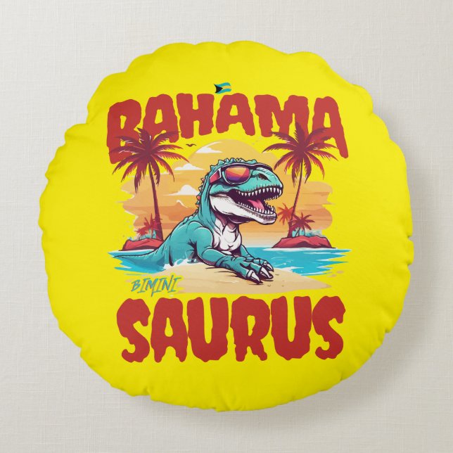 Bahamas Souvenir Geschenk : Bimini Bahama Saurus T Rundes Kissen (Vorderseite)