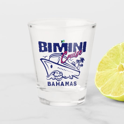 Bahamas Souvenir Geschenk : Bimini Bahamas Cruise Schnapsglas (Vorderseite)