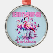 Bahamas Souvenir Geschenk : Bimini Bahamas Flaming Ornament Aus Metall (Vorne)