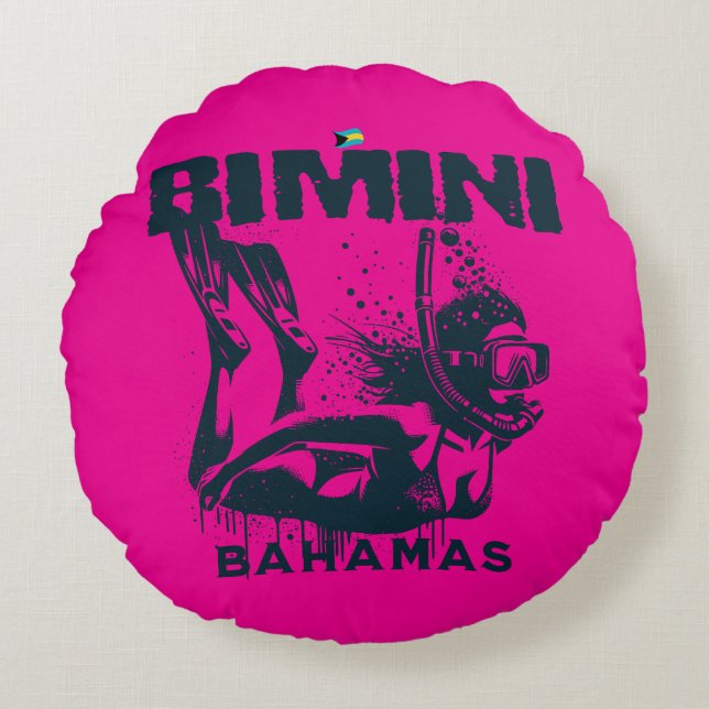 Bahamas Souvenir Geschenk: Bimini Bahamas Schnorch Rundes Kissen (Vorderseite)