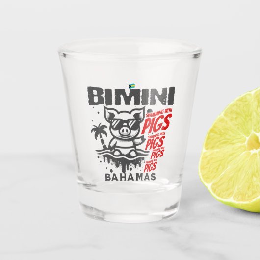 Bahamas Souvenir-Geschenk: Bimini Bahamas schwimme Schnapsglas (Vorderseite)