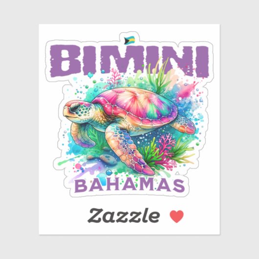 Bahamas Souvenir Geschenk: Bimini Bahamas Sea Turt Aufkleber (Blatt)