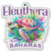 Bahamas Souvenir Geschenk : Eleuthera Bahamas Turt Aufkleber (Vorderseite)