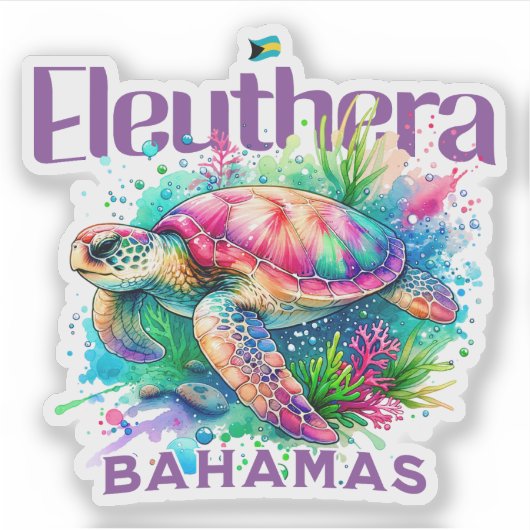 Bahamas Souvenir Geschenk : Eleuthera Bahamas Turt Aufkleber (Vorderseite)