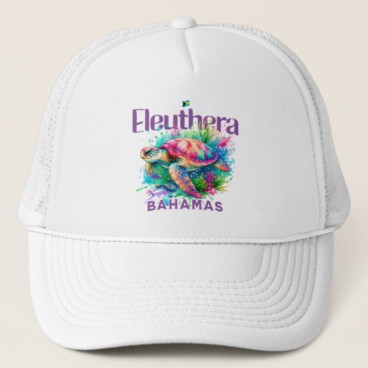Bahamas Souvenir Geschenk : Eleuthera Bahamas Turt Truckerkappe (Vorderseite)