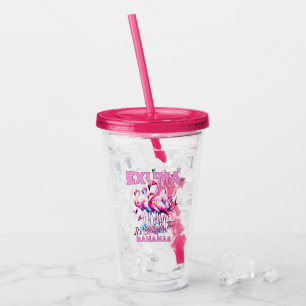 Bahamas Souvenir Geschenk : Exuma Bahamas Flamingo Acryltrinkbecher