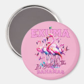 Bahamas Souvenir Geschenk : Exuma Bahamas Flamingo Magnet (Vorderseite/Rückseite)