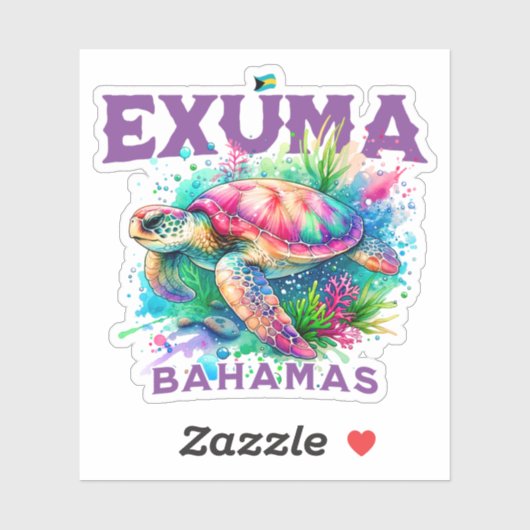 Bahamas Souvenir Geschenk: Exuma Bahamas Sea Turtl Aufkleber (Blatt)