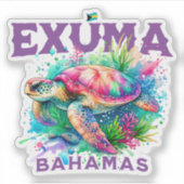 Bahamas Souvenir Geschenk: Exuma Bahamas Sea Turtl Aufkleber (Vorderseite)