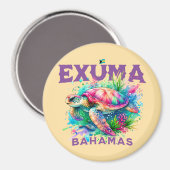 Bahamas Souvenir Geschenk: Exuma Bahamas Sea Turtl Magnet (Vorderseite/Rückseite)