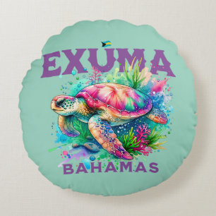Bahamas Souvenir Geschenk: Exuma Bahamas Sea Turtl Rundes Kissen
