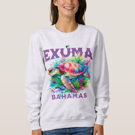 Bahamas Souvenir Geschenk: Exuma Bahamas Sea Turtl Sweatshirt (Vorderseite)