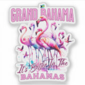 Bahamas Souvenir Geschenk: Grand Bahama Flamingo B Aufkleber (Vorderseite)