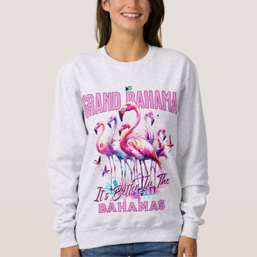 Bahamas Souvenir Geschenk: Grand Bahama Flamingo B Sweatshirt (Vorderseite)