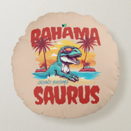 Bahamas Souvenir Geschenk: Grand Bahama Saurus T-R Rundes Kissen