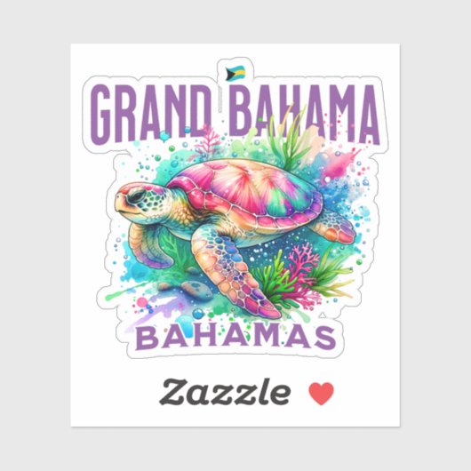 Bahamas Souvenir Geschenk: Grand Bahama Sea Turtle Aufkleber (Blatt)