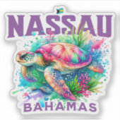 Bahamas Souvenir Geschenk: Nassau Bahamas Sea Turt Aufkleber (Vorderseite)