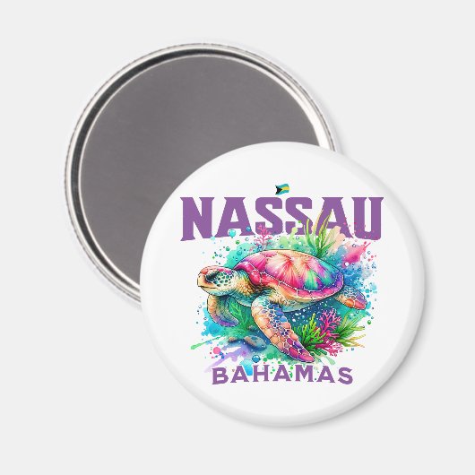 Bahamas Souvenir Geschenk: Nassau Bahamas Sea Turt Magnet (Vorderseite/Rückseite)