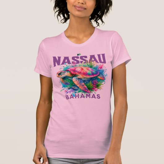 Bahamas Souvenir Geschenk: Nassau Bahamas Sea Turt T-Shirt (Vorderseite)