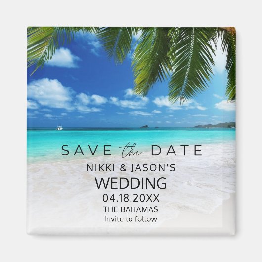 Bahamas-Strandhochzeit - Save the Date Magnet (Vorne)