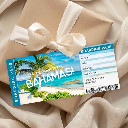Bahamas Surprise Trip Boarding Pass Gift Card Einladung