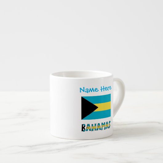 Bahamas und bahamianische Flagge mit Ihrem Namen Espressotasse (Vorderseite Rechts)