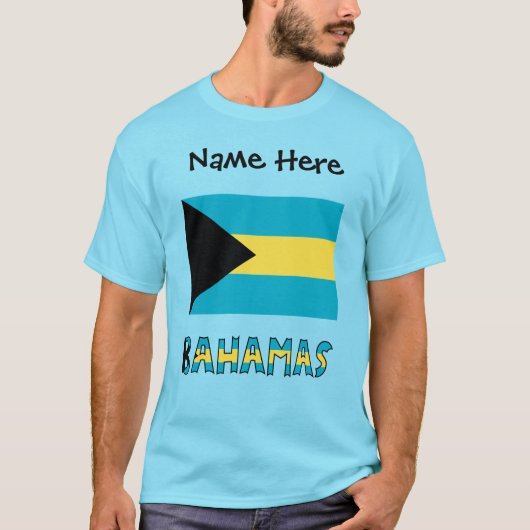 Bahamas und die bahamianische Flagge Personalisier T-Shirt (Vorderseite)