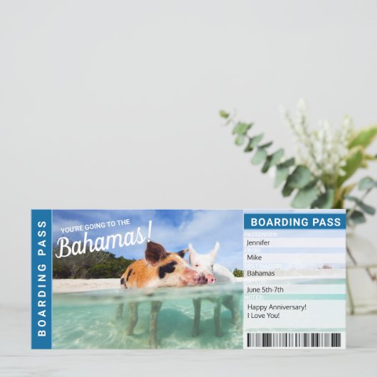 Bahamas Urlaub Geschenk Boarding Pass Ticket (Stehend Vorderseite)