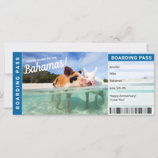 Bahamas Urlaub Geschenk Boarding Pass Ticket (Vorderseite)