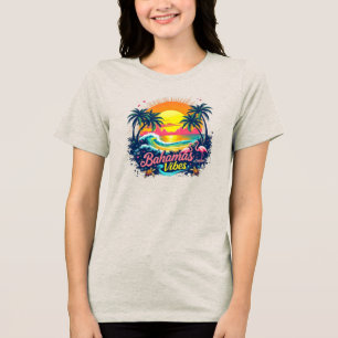 Bahamas Vibes Retro Sonnenuntergang Tri-Blend Shirt