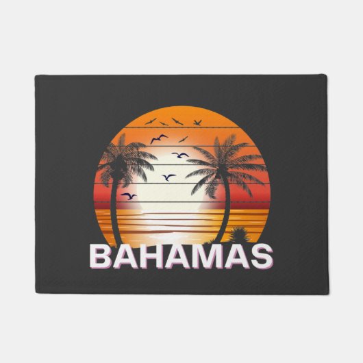 Bahamas Vintag Palm Trees Summer Beach Fußmatte (Vorderseite)