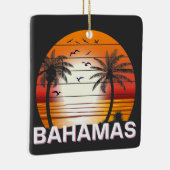 Bahamas Vintag Palm Trees Summer Beach Keramikornament (Rechts)
