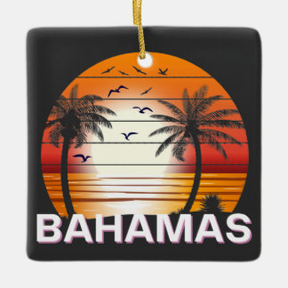 Bahamas Vintag Palm Trees Summer Beach Keramikornament