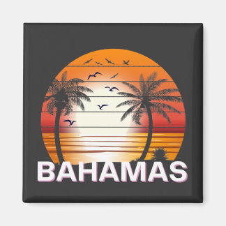 Bahamas Vintag Palm Trees Summer Beach Magnet