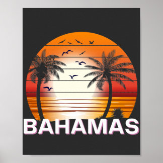 Bahamas Vintag Palm Trees Summer Beach Poster