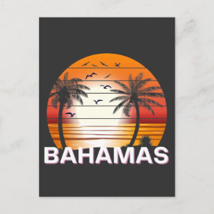 Bahamas Vintag Palm Trees Summer Beach Postkarte