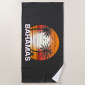 Bahamas Vintag Palm Trees Summer Beach Strandtuch (Vorderseite)
