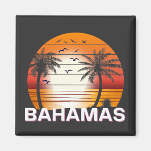Bahamas Vintage Palmen Sommer Strand Magnet