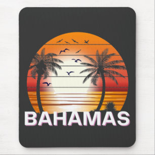 Bahamas Vintage Palmen Sommer Strand Mousepad