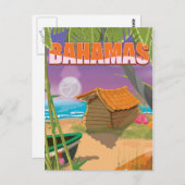Bahamas Vintage Reiseplakat Postkarte (Vorne/Hinten)