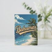 Bahamas Vintage Travel Postkarte (Stehend Vorderseite)