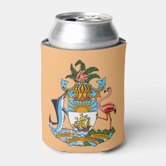 Bahamas-Wappen - Marlin, Flamingo, Conch Dosenkühler (Kanne Vorderseite)