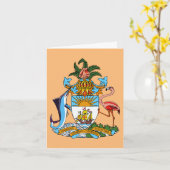 Bahamas-Wappen - Marlin, Flamingo, Conch Karte (Gelbe Blume)