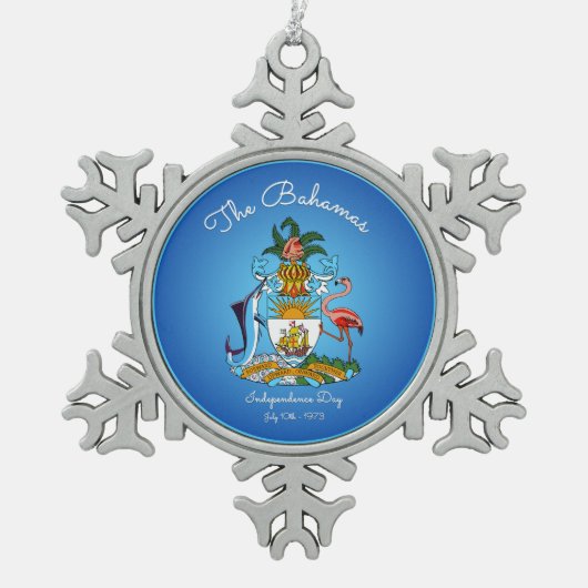 Bahamas-Wappen Schneeflocken Zinn-Ornament (Vorderseite)