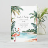 Bahamas Watercolor Wedding Einladung (Stehend Vorderseite)