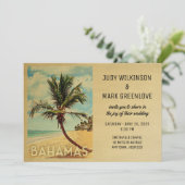 Bahamas Wedding Invitation Beach Palm Tree Einladung (Stehend Vorderseite)